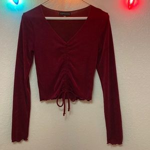 Electrica long-sleeve, tie-front cropped blouse